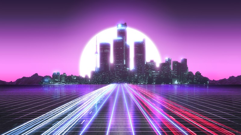 synthwave, long exposure, artist, artwork, digital art, hd, 4k, 5k, deviantart