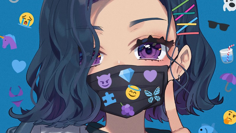 anime girl, anime, artist, artwork, digital art, hd, 4k, mask
