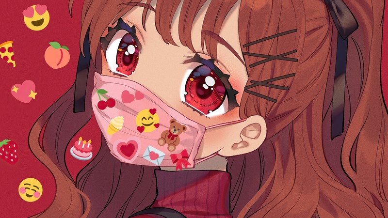 anime girl, anime, artist, artwork, digital art, hd, 4k, mask