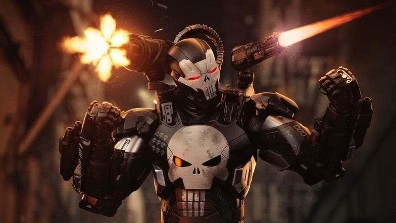 punisher, war machine, superheroes, artist, artwork, digital art, hd