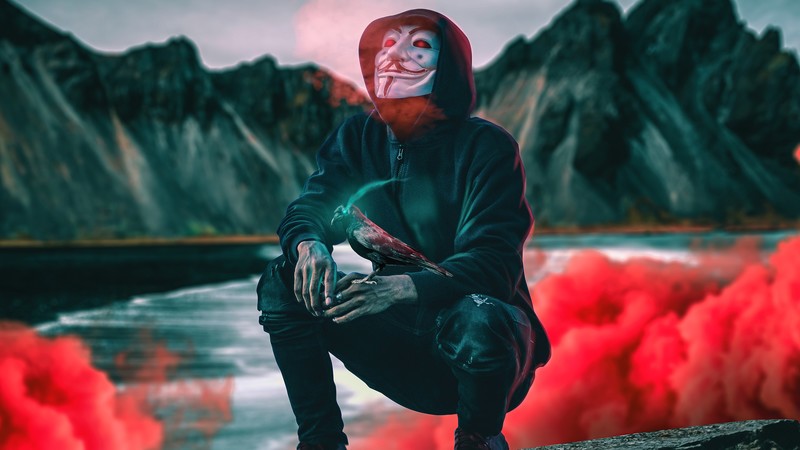 anonymus, mask, raven, artist, artwork, digital art, hd, 4k
