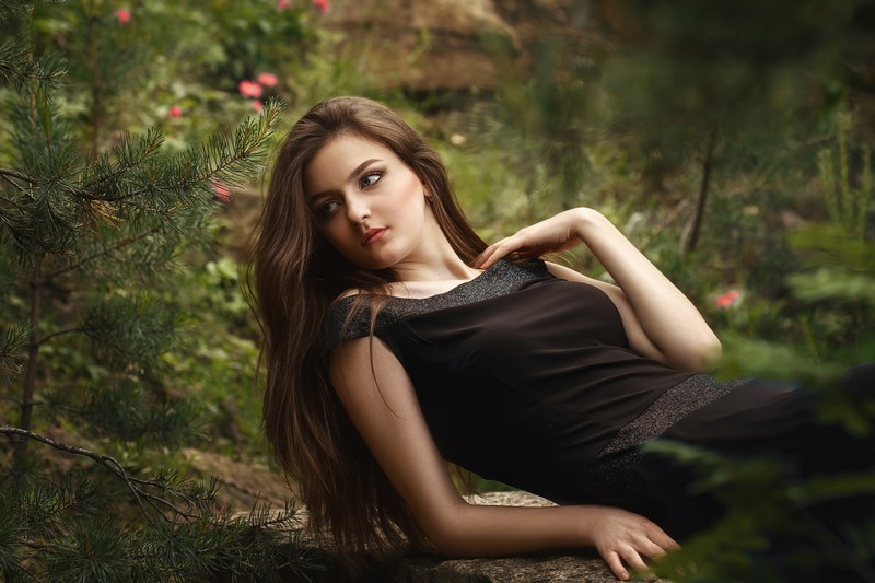black dress, girls, model, hd, 4k