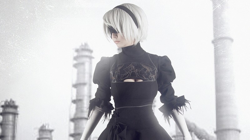 nier automata, games, hd, artist, artwork, digital art, deviantart, monochrome, black and white