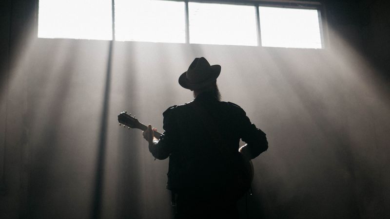 guitarist, guitar, musician, musical instrument, rays, 4k