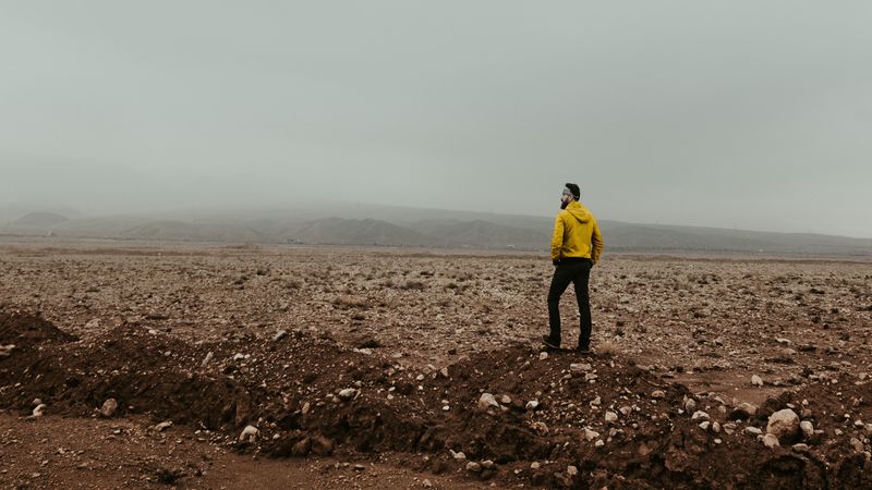 man, fog, landscape, deserted, 4k
