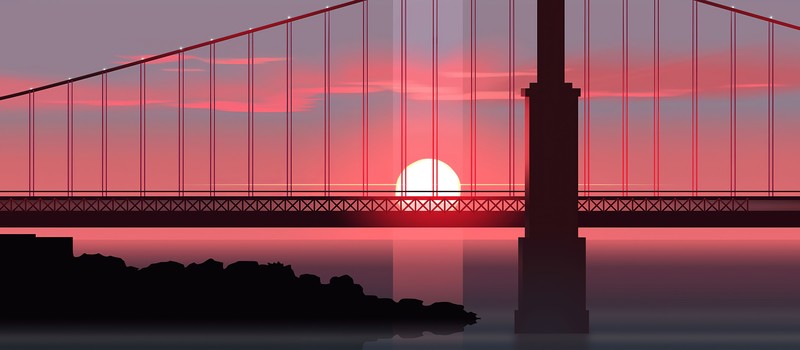minimalism, minimalist, sunset, artist, artwork, digital art, hd, bridge, 4k