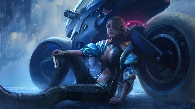 cyberpunk, biker, artist, artwork, digital art, hd, 4k, artstation