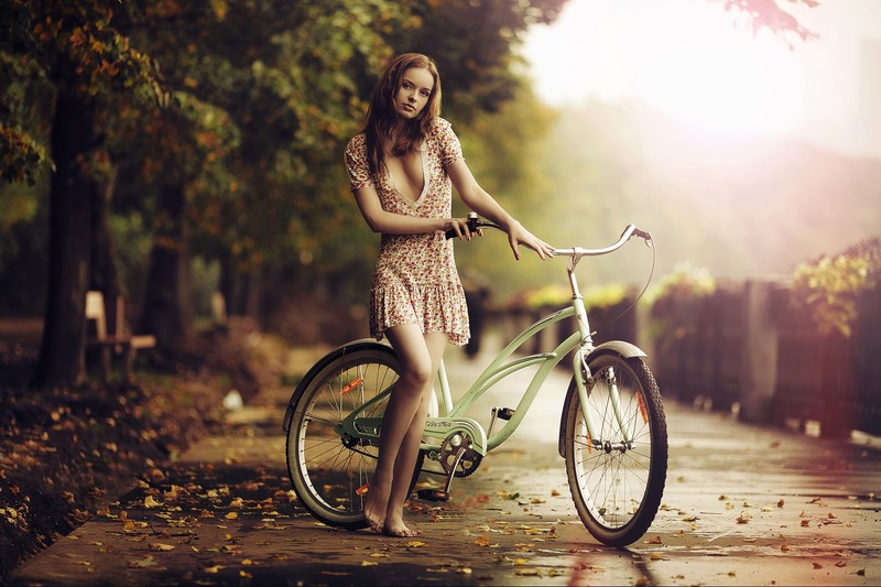 girls, model, hd, 4k, bicycle, deviantart