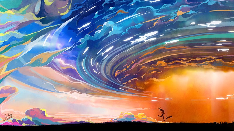 artist, artwork, digital art, hd, 4k, storm, colorful, deviantart