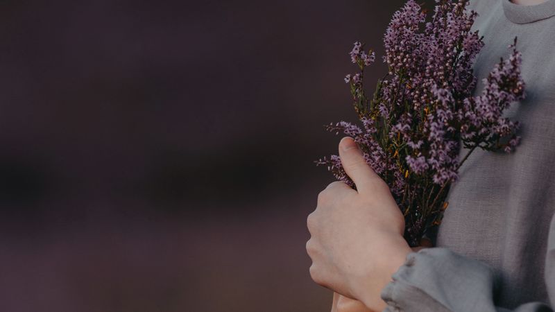 flowers, bouquet, lavender, purple, girl, 4k