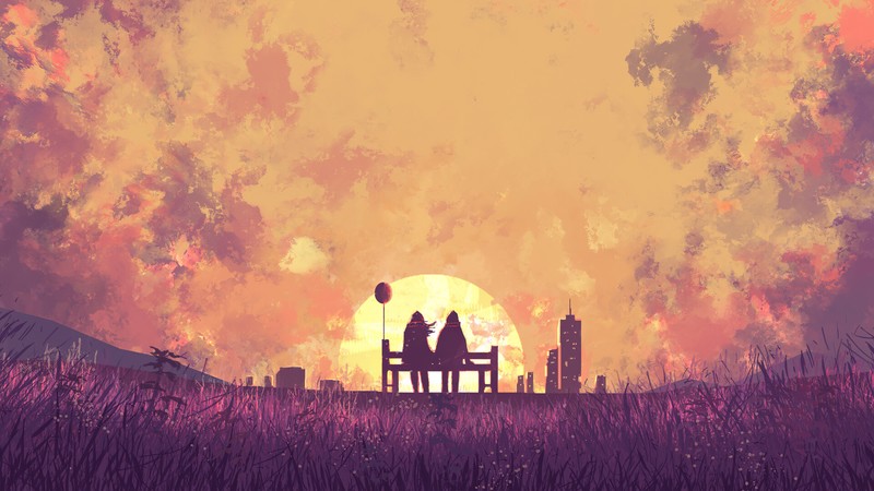 couple, love, artist, artwork, digital art, hd, 4k, artstation, balloon