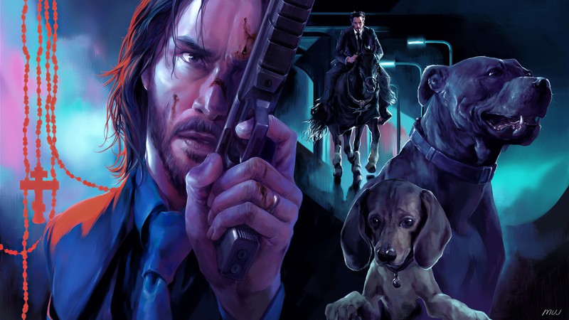 john wick, keanu reeves, artwork, hd, 4k, artstation