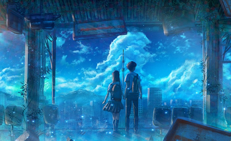 anime couple, anime girl, anime boy, artist, artwork, digital art, hd, pixiv