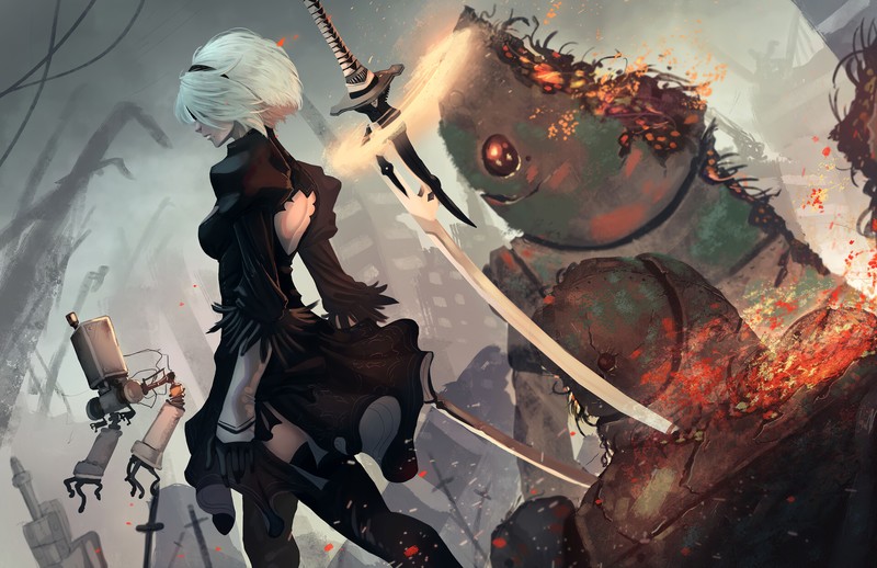 nier automata, games, hd, artist, artwork, digital art, artstation, 4k