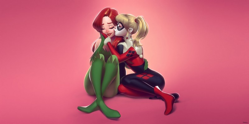 poison ivy, harley quinn, superheroes, hd, 4k, artist, artwork, digital art