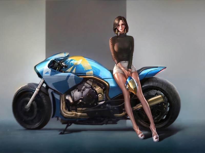 anime girl, anime, artist, artwork, digital art, hd, 4k, 5k, artstation, biker