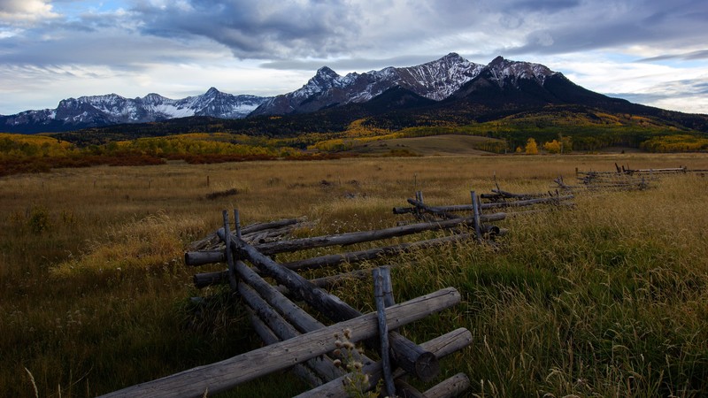 landscape, fence, mountains