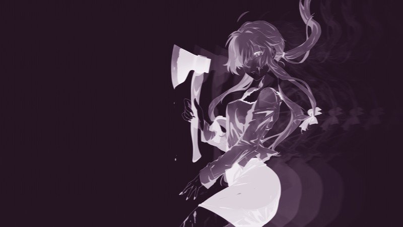 Gasai Yuno, anime girls, Mirai Nikki, weapon, blood