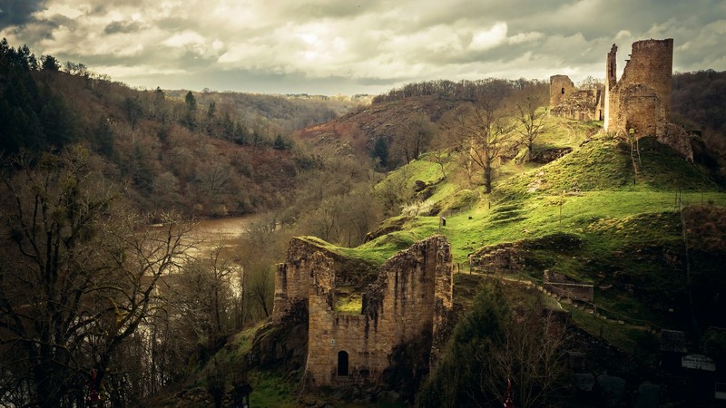 ruin, landscape, castle, France