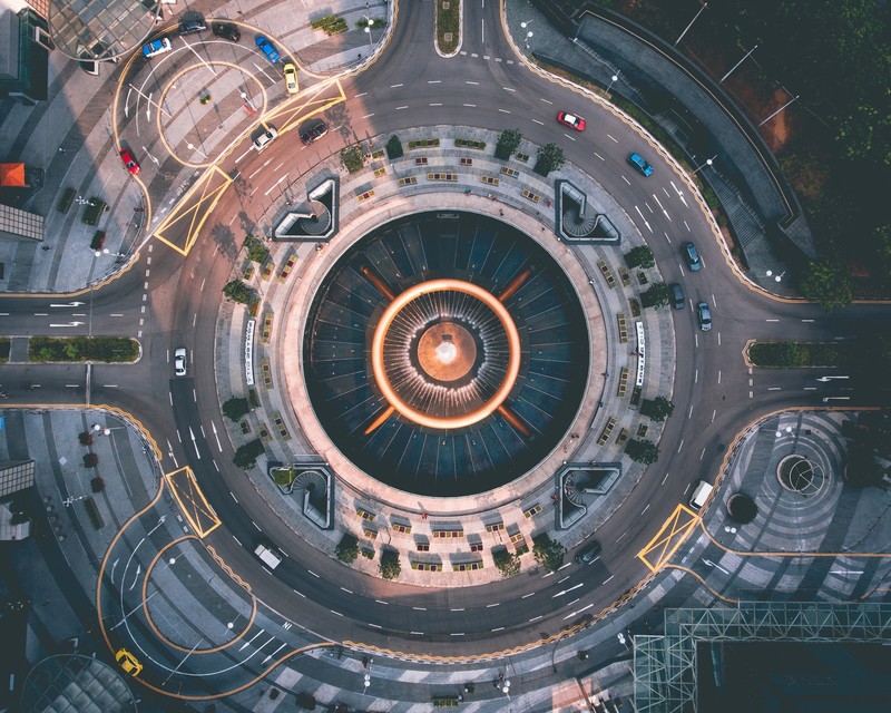 Singapore, urban, aerial view, street