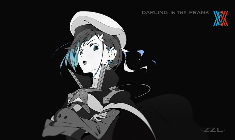anime, anime girls, selective coloring, simple background, black background, hat