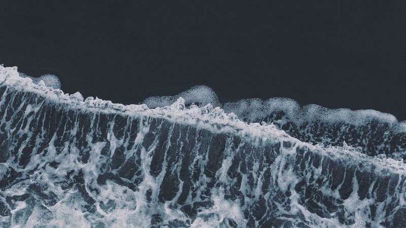 sea, waves, aerial view, water, 4k