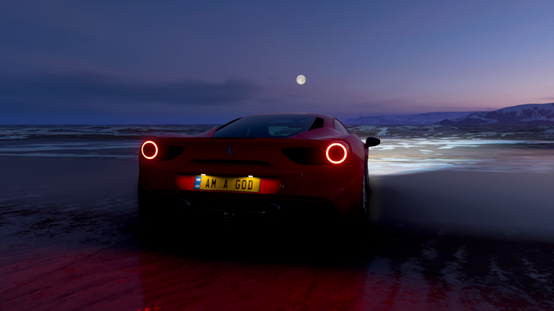Ferrari, car, beach, night, red, supercars, Ferrari 458
