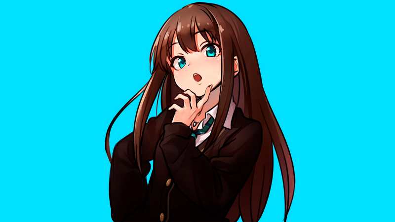 anime, manga, anime girls, simple background, minimalism, THE, Shibuya Rin, long hair, schoolgirl, looking at viewer
