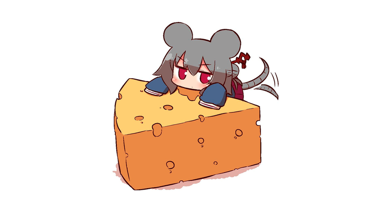 anime, manga, anime girls, simple background, minimalism, rats, mouse girls, mouse ears, cheese, looking at viewer