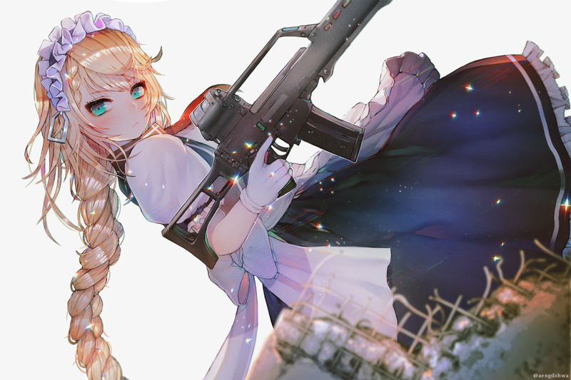 anime, anime girls, Heckler & Koch G36, machine gun, weapon, blonde