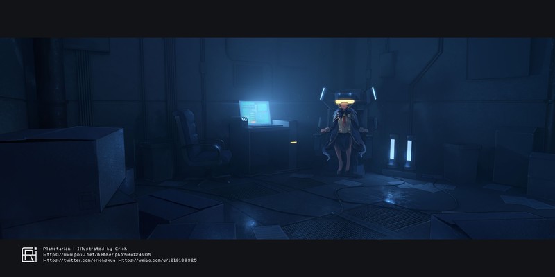 anime, anime girls, virtual reality, dark