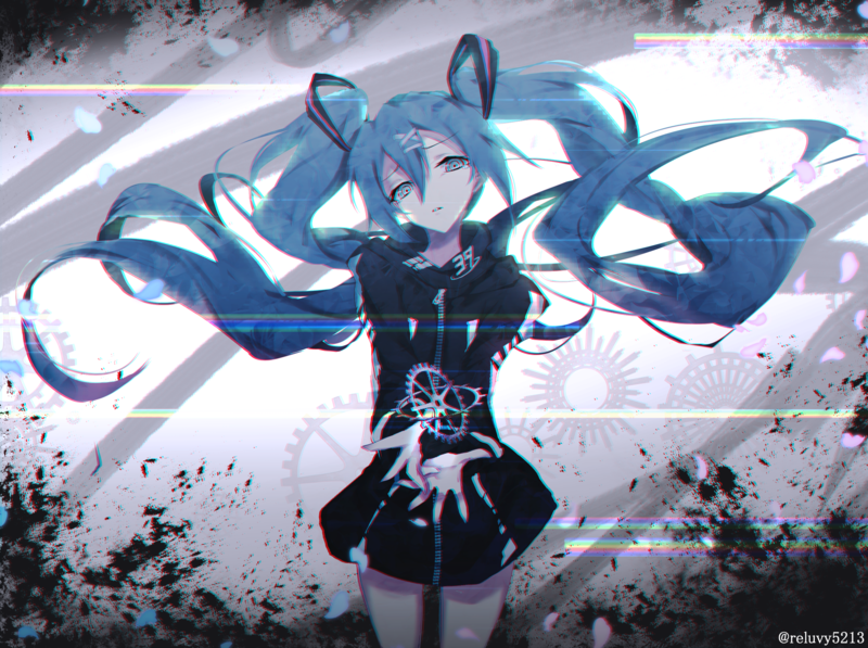 anime girls, anime, blue hair, long hair, green eyes