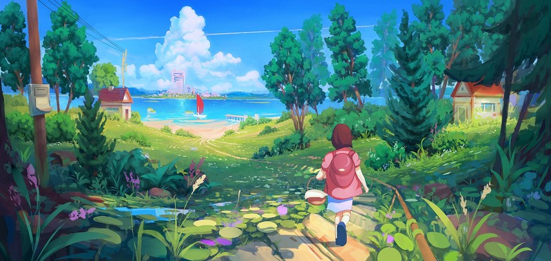 artwork, landscape, anime, anime girls, outdoors