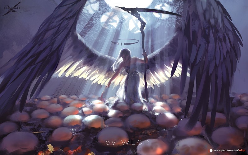 anime girls, anime, WLOP, wings, fantasy girl, fantasy art, eggs