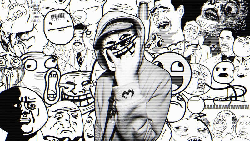 monxx, memes, dubstep, troll face, music, monochrome, comics