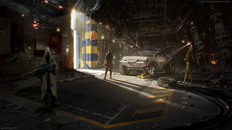 artwork, digital art, concept art, apocalyptic, cyberpunk, science fiction, futuristic, bunker