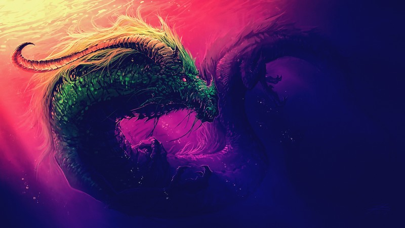 fantasy art, artwork, fan art, science fiction, concept art, dark, digital art, water, underwater, dragon, creature, mythology, sea monsters, animals