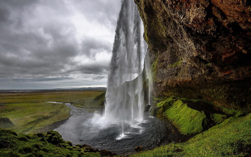 nature, water, waterfall, rock, landscape, Iceland, Seljalandsfoss Waterfall