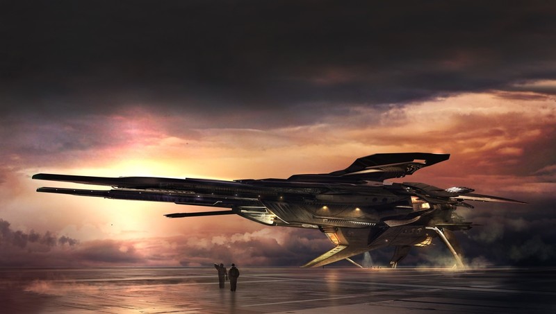 artwork, digital art, spaceship, science fiction