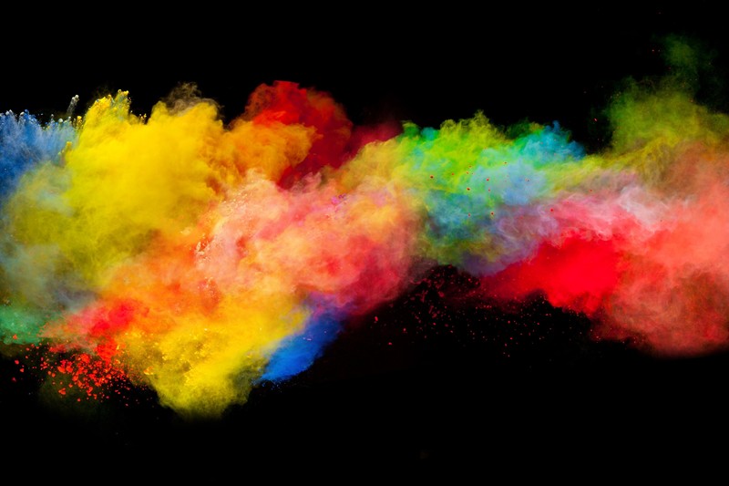 powder, colorful, black, splashes, powder explosion