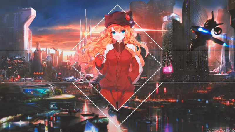 anime, anime girls, picture-in-picture, blue eyes