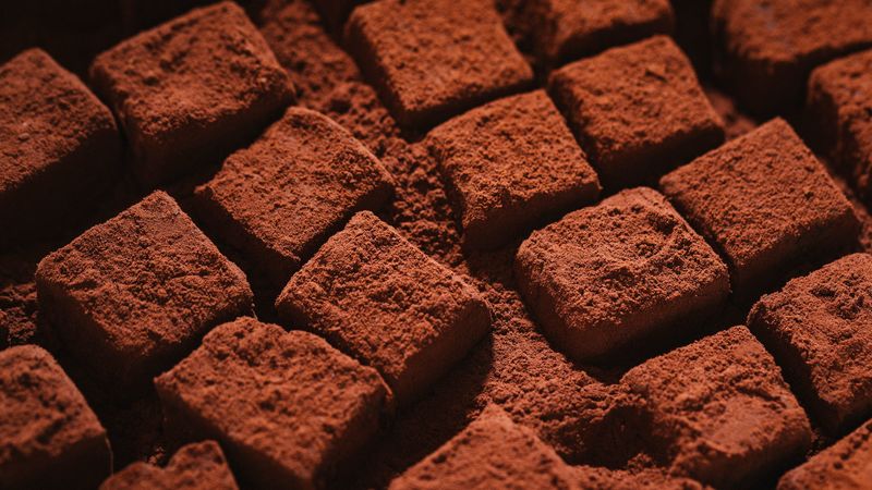 chocolate, cubes, dessert, powder, macro, 4k