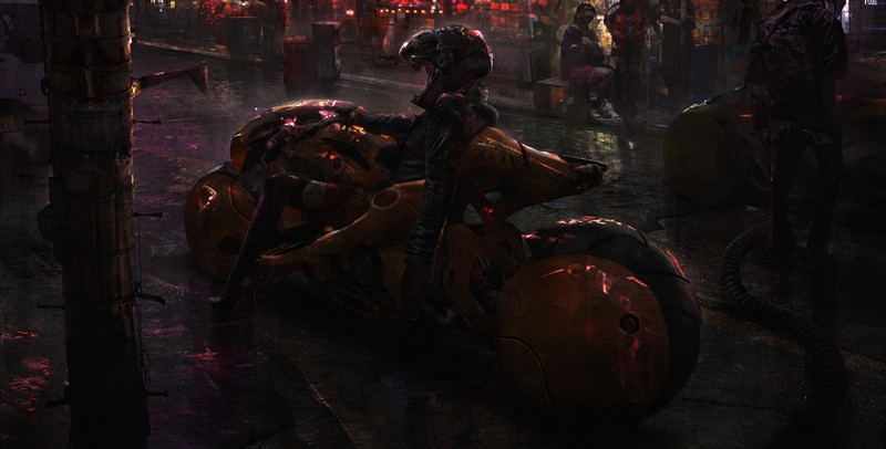 cyberpunk, Akira, futuristic, bikes, science fiction, digital, motorcycle, concept art, Eddie Mendoza