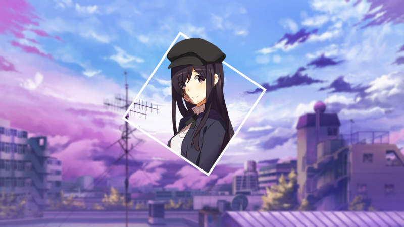 Katawa Shoujo, Hanako Ikezawa, anime, blurred, render in shapes, picture-in-picture, city