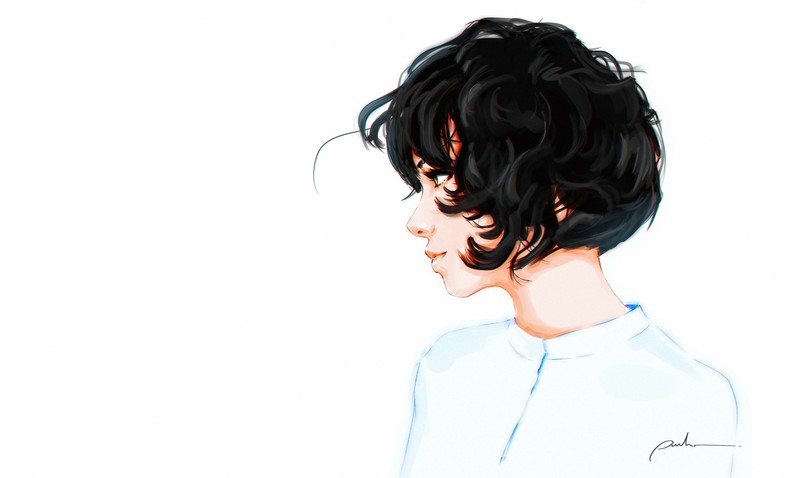 women, artwork, portrait, simple background, profile