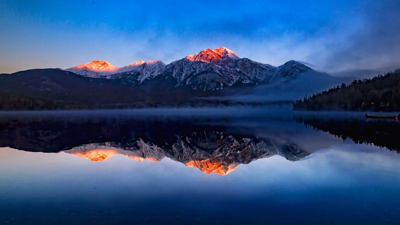 mountains, reflection, water, lake, sun rays, snow, trees, clear sky, 500px, mist, calm, sunrise, calm waters, morning