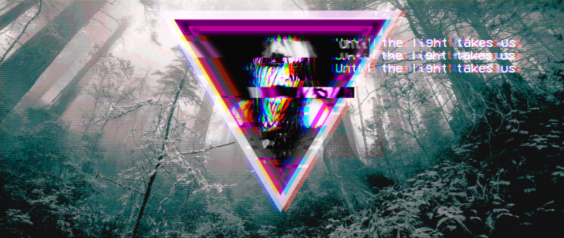 glitch art, black metal, depressing, forest, vaporwave, corpsepaint, synthwave, text