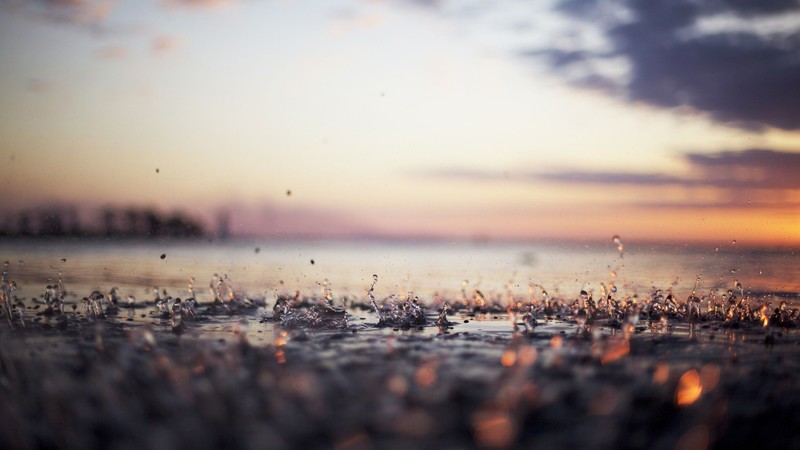 sunset, rain, bokeh, water, red, photography, depth of field, macro, water drops