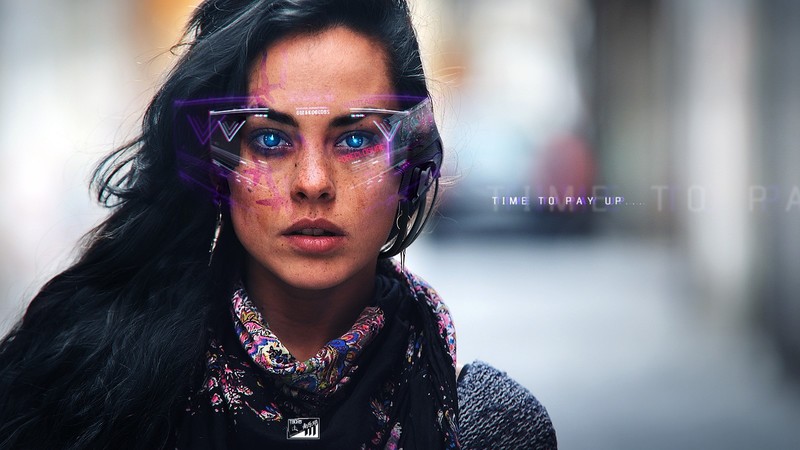 women, blue eyes, science fiction, futuristic, brunette, robot