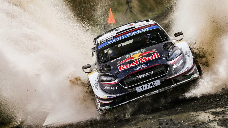wrc, Ford Fiesta, Rally, car, Motorsport, Wales, M-Sport, Sébastien Ogier, vehicle, dirt, water, Ford, splashes